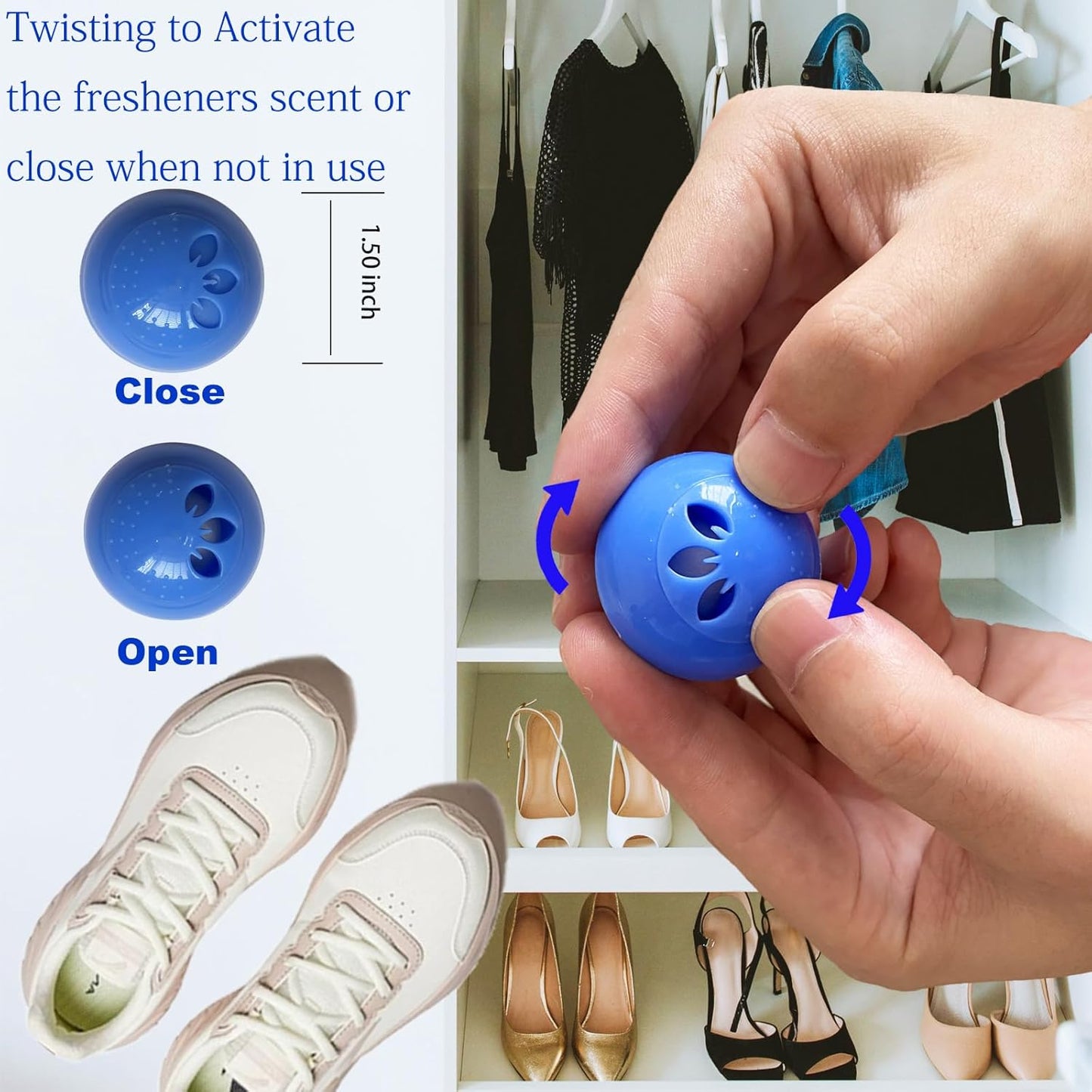 Odor Deodorizer Balls for Sneaker, 6 Pack Shoe Deodorizer Balls, Fresh Linen Sneaker Deodorizers Balls Strong Odor Eliminator Small Spaces Air Fresheners for Gym Bags, Drawers, Locker
