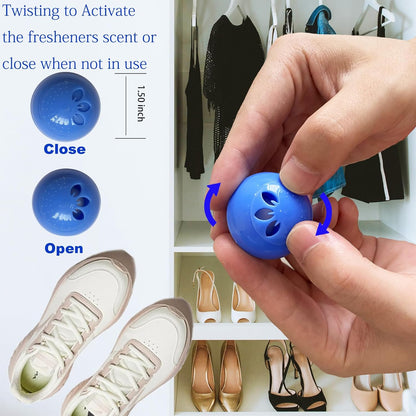 Odor Deodorizer Balls for Sneaker, 6 Pack Shoe Deodorizer Balls, Fresh Linen Sneaker Deodorizers Balls Strong Odor Eliminator Small Spaces Air Fresheners for Gym Bags, Drawers, Locker