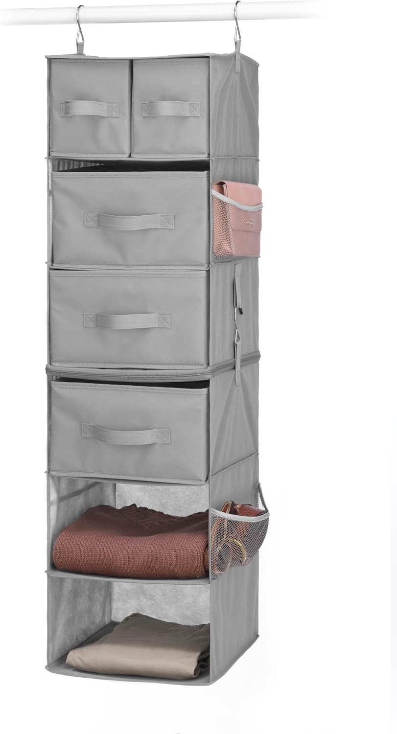 Whitmor 5 Section Closet Organizer - Hanging Shelves with Sturdy Metal Frame