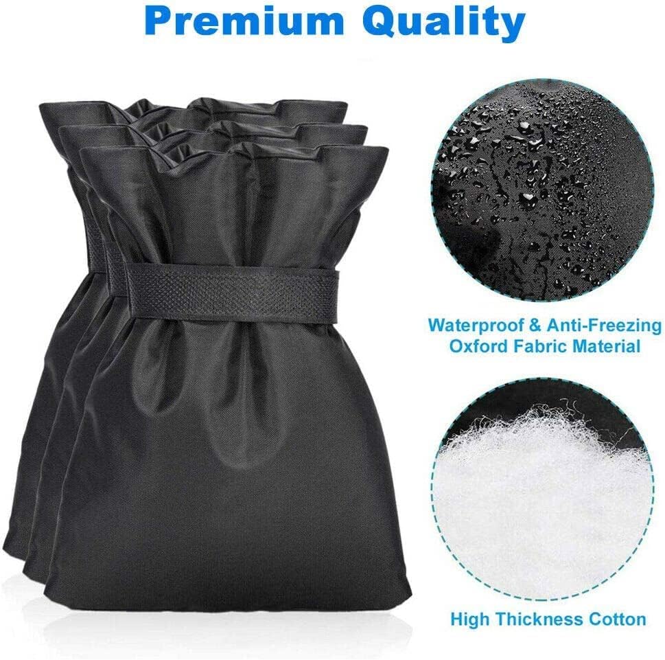 Outdoor Faucet Covers for Winter - 4 Pack Pro 6.7" W x 8.3" H Outdoor Water Faucet Cover Socks for Winter Freeze Protection Pipe Insulation Reusable Waterproof Insulated Spigot backflow Cover,Black