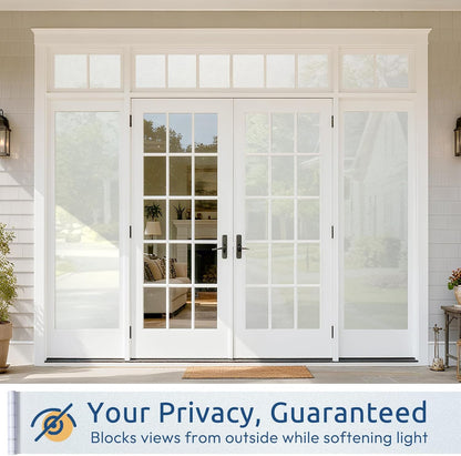 rabbitgoo Frosted Glass Window Privacy Film, No Glue, Anti-Glare Heat Blocking, Easy to Install, Renter Friendly Removable Opaque Bathroom Window Clings for Glass, 17.5" x 78.7"
