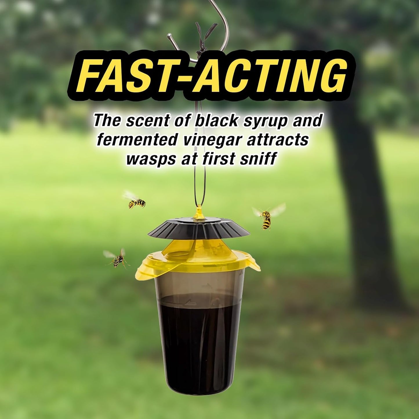 HOY HOY Wasp Trap (1 Unit) - Outdoor Hanging Trap for Yellowjackets, Wasps, Hornets, and Northern Giant Hornets, Food-Based Attractant, Safe, Easy Setup, Up to 30 Days Protection, Made in Japan