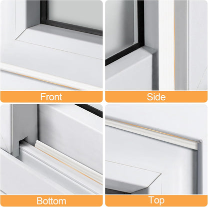 118 Inch Wedge-Shape Foam Window Weather Stripping Door Seal Insulation Strip, Soundproofing Window Inserts Foam Self Adhesive Draft Stopper Light Blocker for Winter Window Door Gaps, White