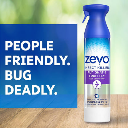 Zevo Flying Insect Killer Spray - Fruit Fly, Gnat, Fly & Mosquito Bug Spray for Home Use with Rosemary & Cornmint Oil - Indoor & Outdoor Use (3 Bottles)