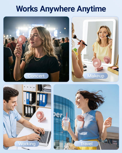 SWEETFULL Handheld Portable Fan, 5000mAh Rechargeable Battery, 6 Speed Wind, LED Digital Display, Foldable Electric Personal Mini Travel Fan with Backup Power, Summer Essentials Gifts for Women Girl