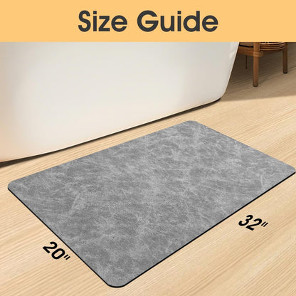 ACCUMTEK Non Slip Bath Mat, Thin Bathroom Rugs Fit Under Door, Quick Dry Bath Mats, Machine Washable Bath Rugs for Bathroom, Bathtub & Kitchen, Grey/Bordered/24 x17