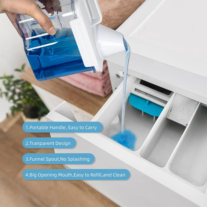 G2 GO2GETHER Laundry Detergent Container,2Pack -68oz Laundry Detergent Dispenser with 5 labels for Laundry Room, Laundry Scent Beads, Powder,Bleach,Soap,Fabric Softener Storage and Organization.