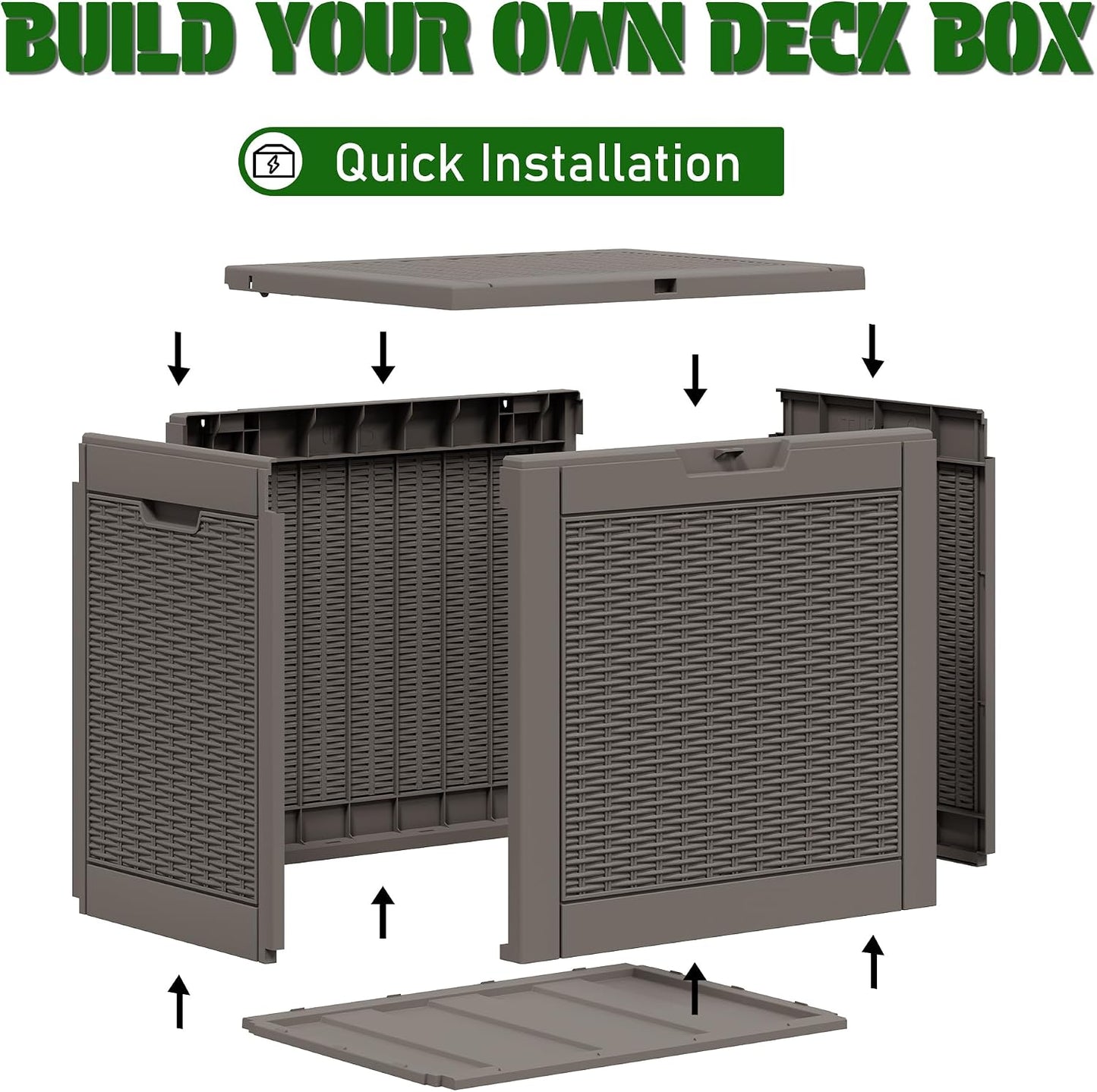 Outdoor Storage Deck Boxes Waterproof, Waterproof and UV Resistant Outdoor Storage Box Lockable Lid for Delivery Box, Indoor, Garden Tools, Pool Supplies, Patio (Black, 31 Gallon)