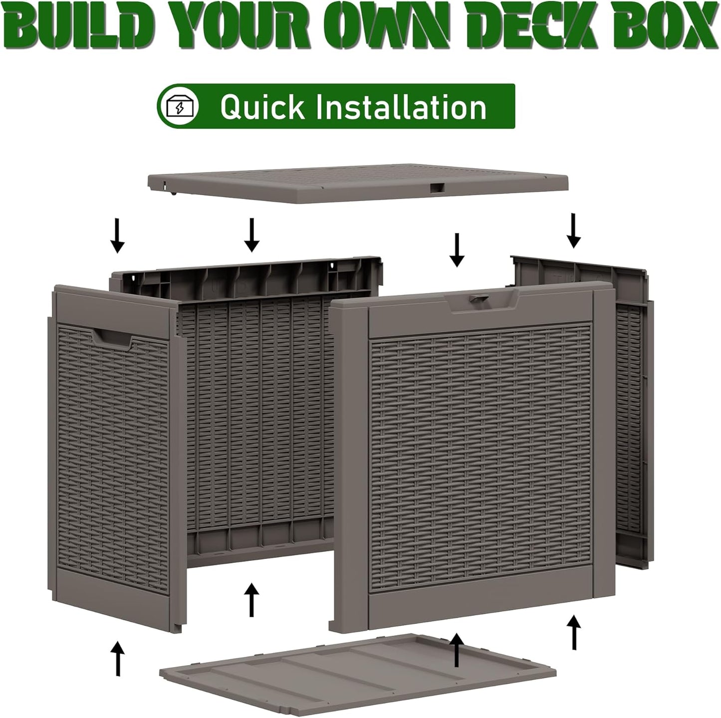 Bifanuo Outdoor Storage Box, 35 Gallon Deck Boxes Waterproof, Resin Storage Cabinet Multi Functional Storage Bench For Gardening Tools, Pool Supplies, Patio Furniture, Lockable