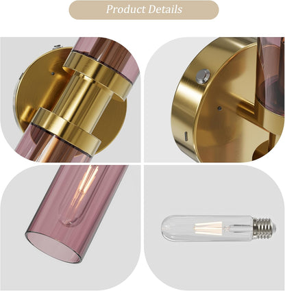 Battery Operated Wall Sconce Set of 2, 10000mAh Rechargeable Wireless Wall Lights Remote Control, Cordless Timer Dimmable Glass Wall Lamps for Living Room Bedside Entryway Emergency Gold 16.5 Inch