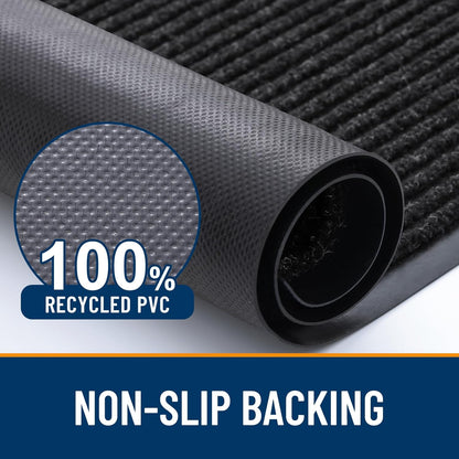 OLANLY Front Door Mat Indoor Outdoor Entrance, 2-Pack 29.5 x 17 Inch, Waterproof Heavy Duty Doormat, Fade Resistant, Low Profile, Easy Clean Patio Porch Welcome Floor Mats for Entry, Grey