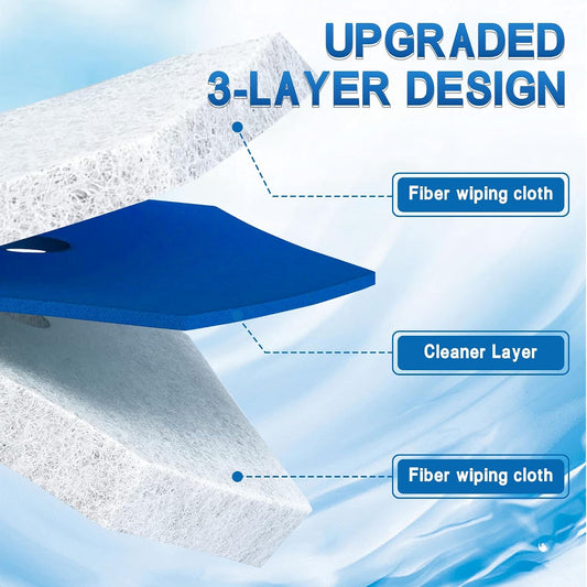 50 Count Disposable Toilet Wand Refills 3-Layer Brush Heads, Strong Adhesion, Multi-Surface Cleaning Pads Compatible with Clorox for Toilet, Bathtub & Sink