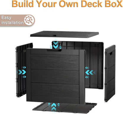 35 Gallon Outdoor Storage Box, Deck Boxes Outdoor Waterproof, Package Delivery Boxes For Outside, Patio Storage Box For Garden, Doorstep, Camping (Black, 35, Gallons)
