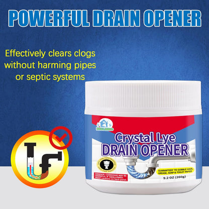BELL BIRD Crystal Lye Drain Opener, Lye Sodium Hydroxide, Unclogs Bathroom Kitchen Sinks, Shower Pipes & Toilets, Sink Drain Cleaner, Clog Remover for Clogged Drains Bathtub Pipes (1PCS)
