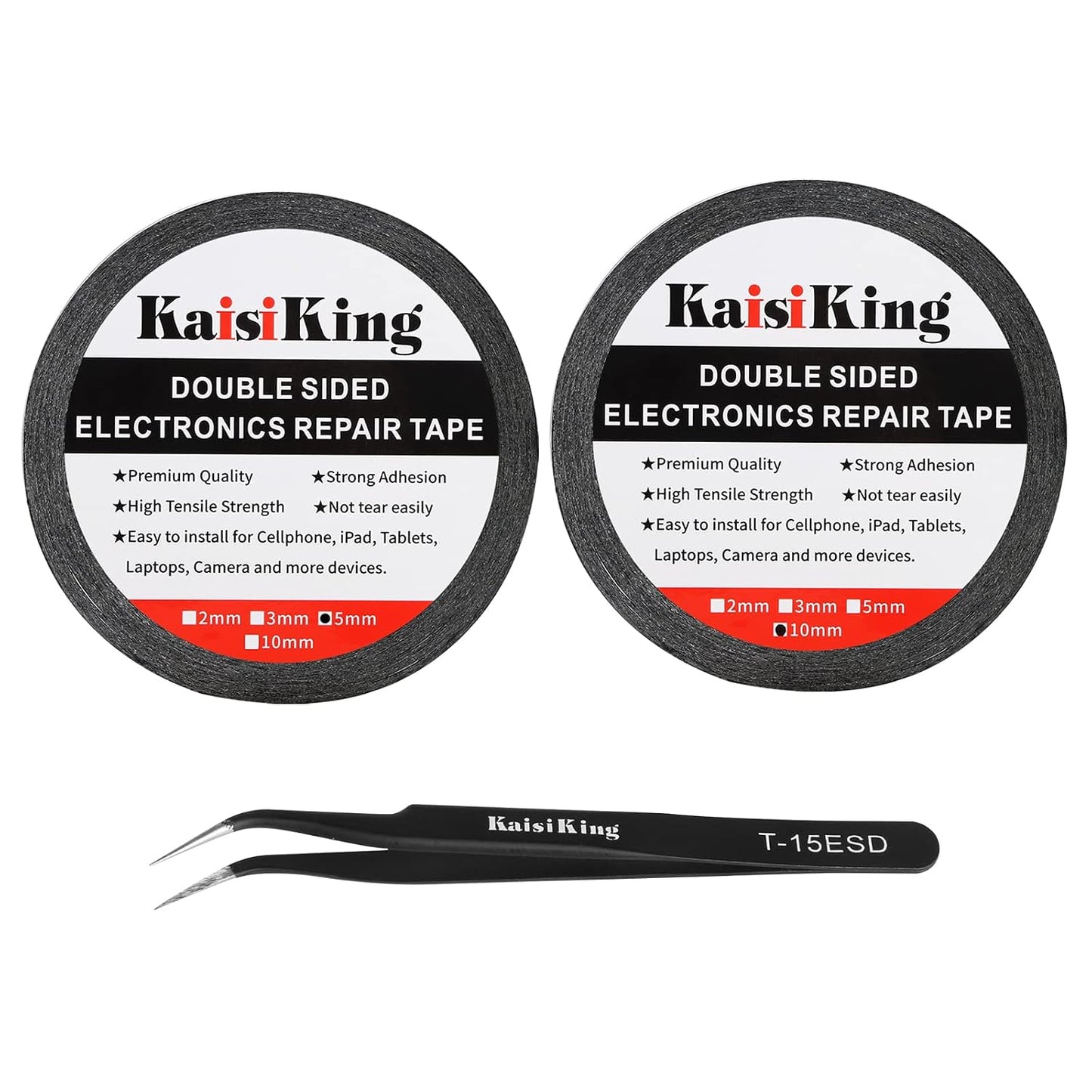 Kaisiking 2mm LCD Repair Tape for Phone Screen, Adhesive Tape with 1 Tweezers for Cell Phone, iPad, Tablets, Laptops, Camera