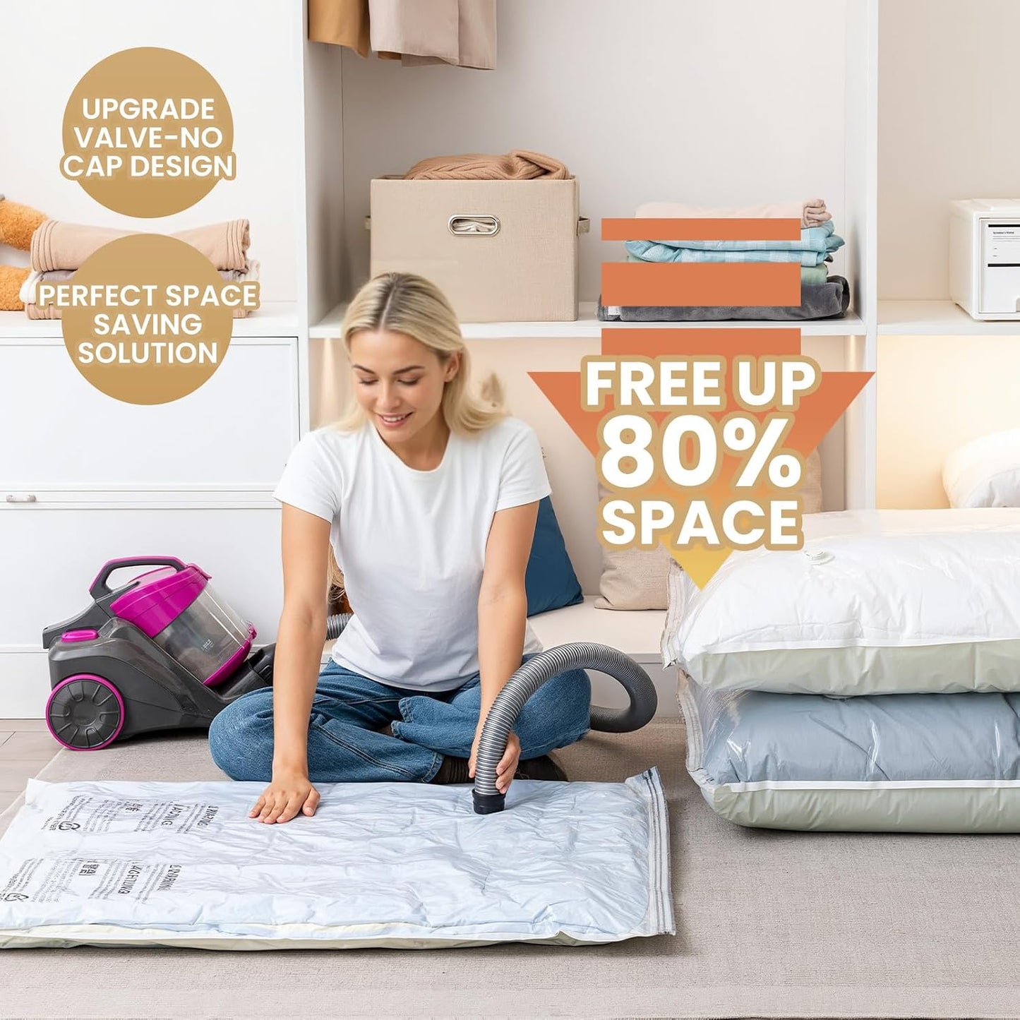 TAILI 8 Pack Vacuum Storage Bags, Jumbo Size (31×40 inch), Vacuum Seal Bags for Clothing, Bulky Bedding, Comforter, Blankets, Pillows, Space Saver Packing