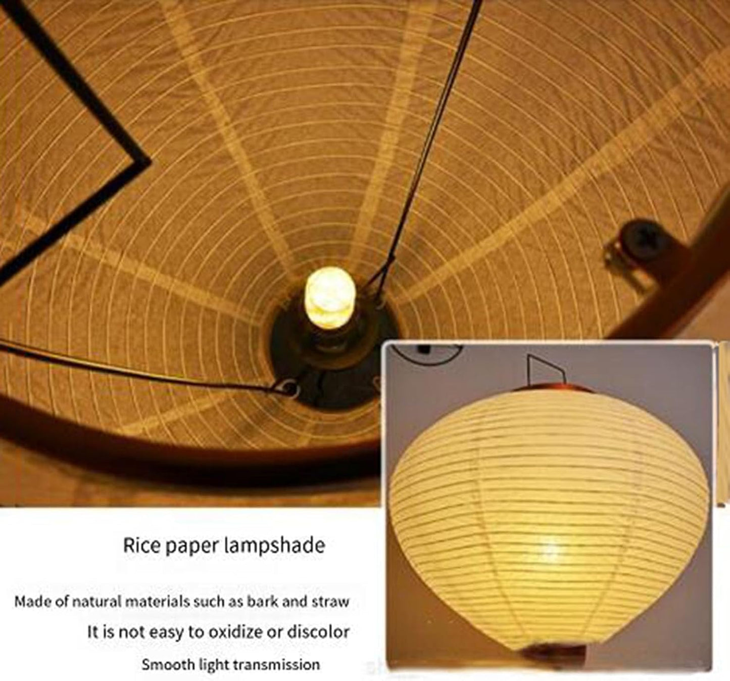 Japanese Paper Floor Lamp,Handmade Body Rice Paper Lantern Floor Lamp,with Chrome Nightstand Desk Lamp,Dimmable LED Rice Paper lamp with Foot Switch White Tall Standing Lamp Home Decor