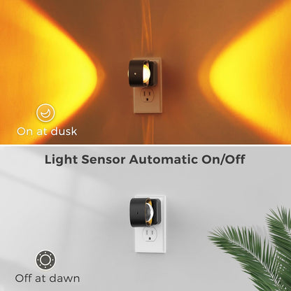L LOHAS LED Night Light Projector, Night Lights Plug into Wall, Dusk to Dawn Sensor, 180°Rotating Nightlight for Kids, 0-150LM Dimmable Soft White Ambient Lighting for Bathroom, Decor, Gifts, 2 Pack