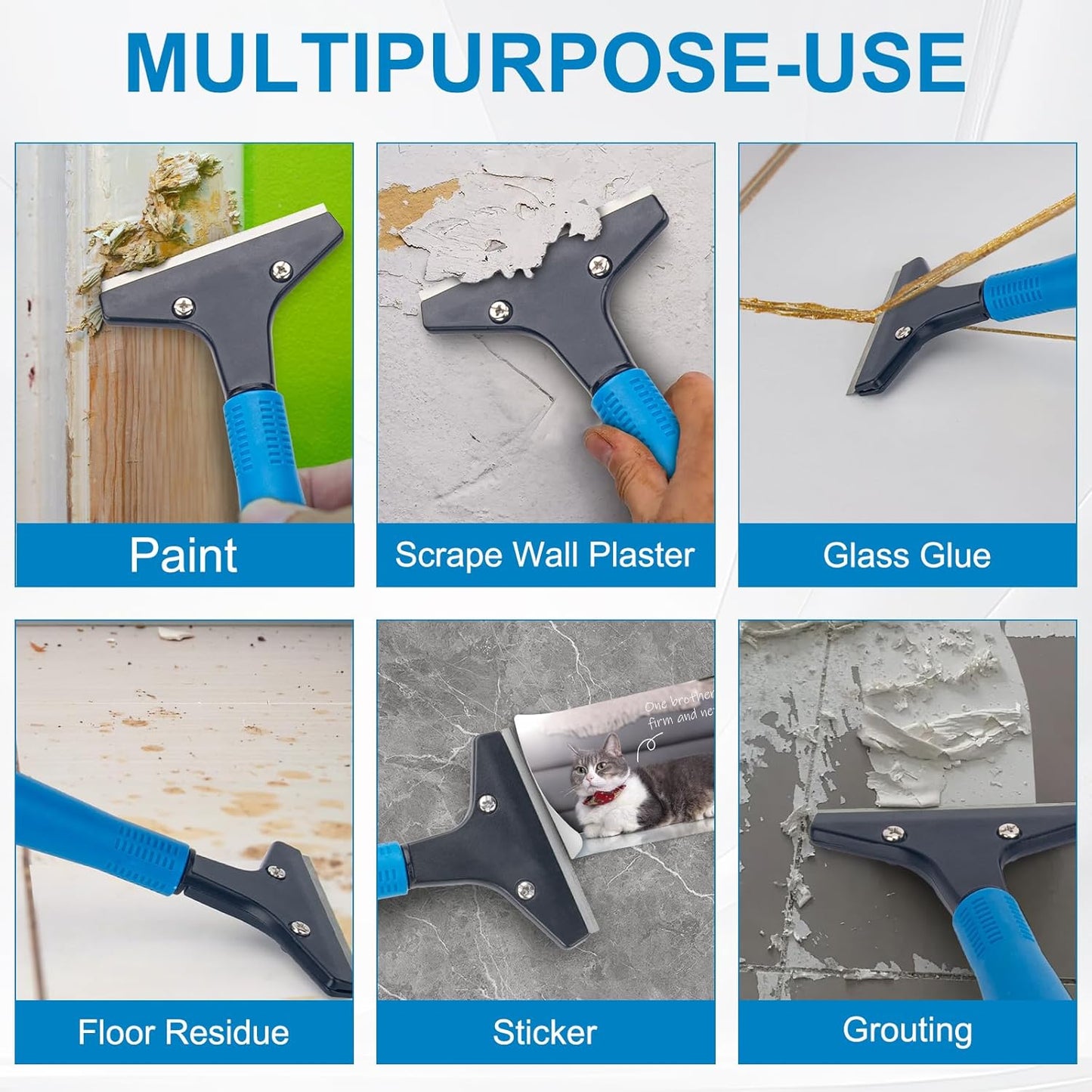 Razor Blade Scraper Tool with 15pcs Extra Blades, Multi-Surface Glass Stove Top Scraper for Paint, Window, Old Label, Decal Sticker, Ceramic Cooktops, Ovens