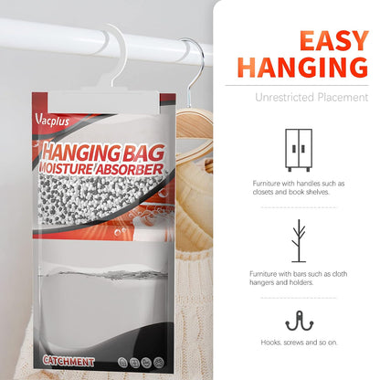 Vacplus Moisture Absorbers, Hanging Closet Dehumidifier Bags, Humidity Packs, Desiccant, Closet Dehumidifiers with Fragrance Free, 10 Pack, 9.8 OZ