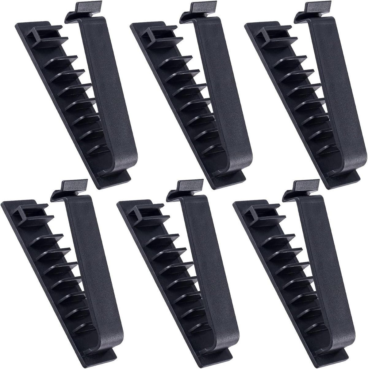 6pcs Cable Organizer Clips, Self-Adhesive Cord Management Holder, Charger Wire Organizing Tools for Home Office Desk Wall- Black