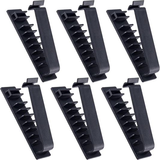 6pcs Cable Organizer Clips, Self-Adhesive Cord Management Holder, Charger Wire Organizing Tools for Home Office Desk Wall- Black
