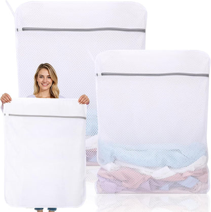 Dntorx 2 Pack XX-Large Mesh Laundry Bags for Delicates, 24 x 32 Inches Reusable Laundry Bag Durable Wash Bags for Washing Machine for College, Family, Travel, Storage