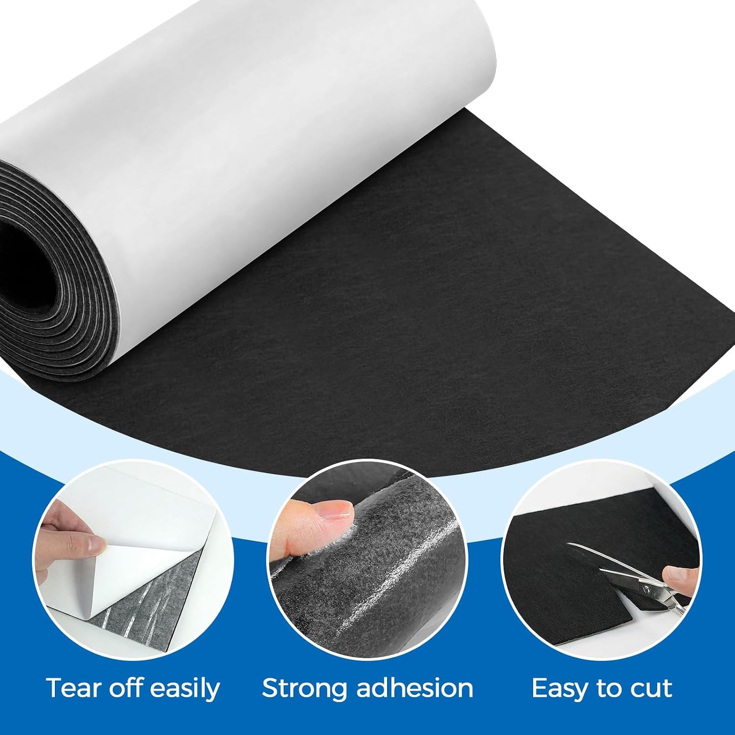 Large Felt Furniture Pads Felt Sheets Felt Strips with Adhesive Backing | Self Adhesive Felt Sheet, Black Felt Roll, for Hardwood Floors, Chair Legs, Crafts and Wall Protection, 12x60x0.12 Inch