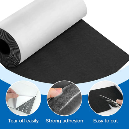 Large Felt Furniture Pads Felt Sheets Felt Strips with Adhesive Backing | Self Adhesive Felt Sheet, Black Felt Roll, for Hardwood Floors, Chair Legs, Crafts and Wall Protection, 12x60x0.12 Inch