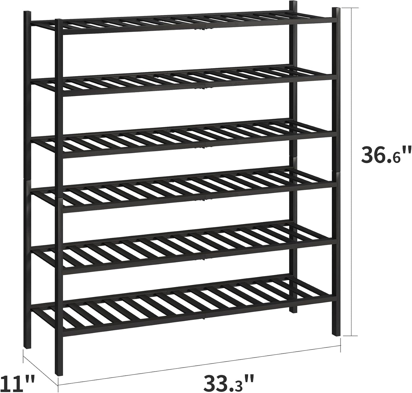 BMOSU 2-Tier Bamboo Small Shoe Rack Premium Stackable Shoe Shelf Storage Organizer for Hallway Closet Living Room Entryway Organizer (Black Bamboo)