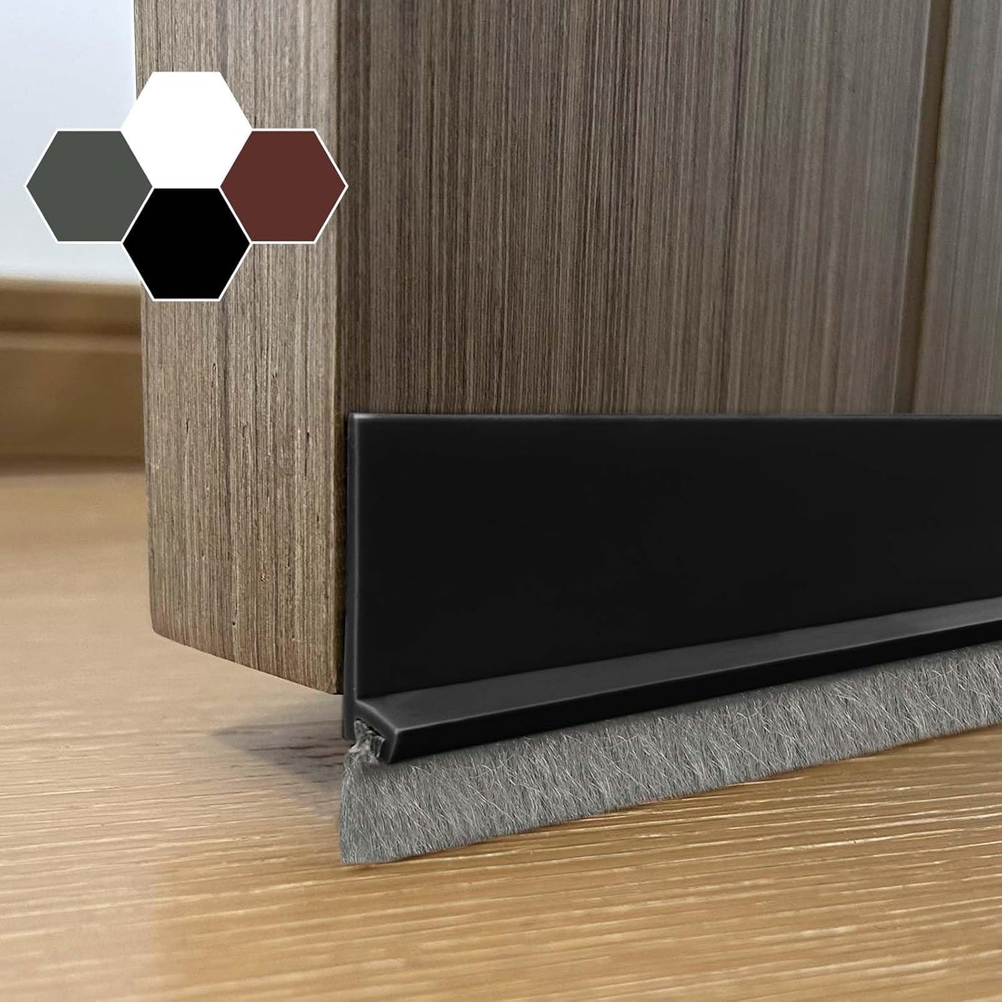 Door Sweep for Bottom of Door, Integrated Bottom Door Draft Stopper with Brush, Self-Adhesive Under Door Seal for Dust/Noise/Hot or Cold Air Insulation, Black 39.37" L/1" W