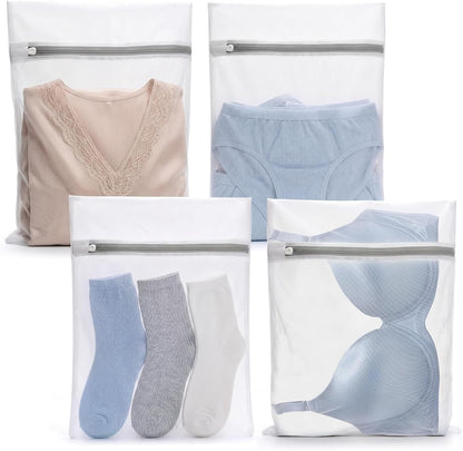 Muchfun 4Pcs Durable Fine Mesh Laundry Bags for Delicates 16 x 20 Inches | (4 Large)