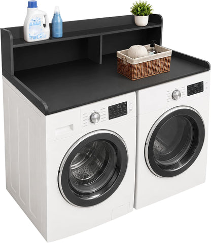 Royxen Laundry Countertop with 2-Tier Shelf Universal Fit, Washer and Dryer Countertop with Storage Space, Shelf Height 11.5 Inches, Solid Wood Core, Oak