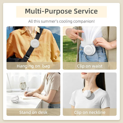XAP Clip On Mini Fan, USB Rechargeable 360° Rotatable Portable Fan, Silent Bladeless Fan of 3 Speeds, Personal Cooling Fan Wearable Fan