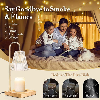 Marycele Candle Warmer Lamp with Timer & Dimmer - Mothers Day Gifts for Women Mom Her, Aesthetic Office Home Decor, Adjustable Height Wax Melter for Candle Jar & 3-Wick Candles (2 Bulbs Included)