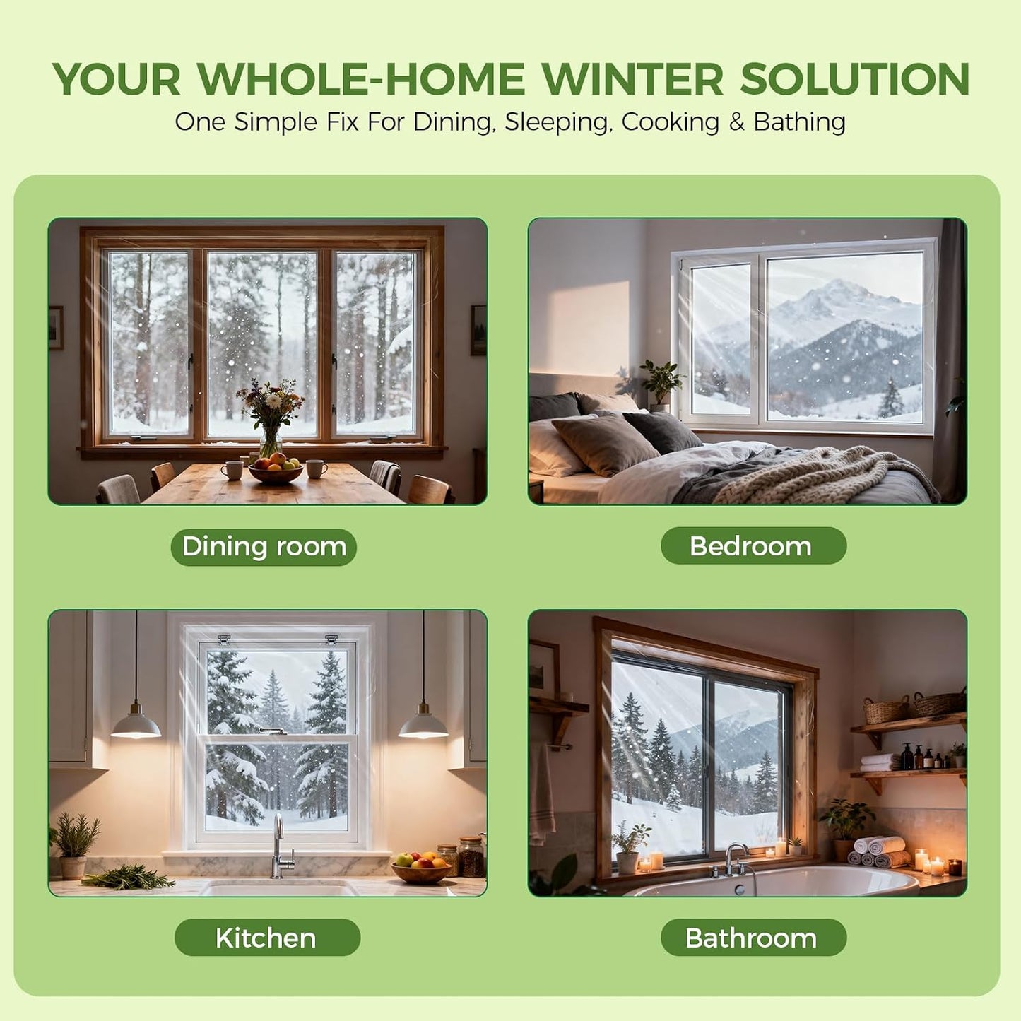 FLYZZZ Patio Door Window Insulation Kit, 84X120in Heavy Duty (0.9 Mil) Winter Shrink Film, Indoor Plastic Covering with Wide Tape for One Standard Patio Door/Extra Large Window