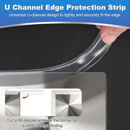 PATIKIL U Channel Rubber Edge Trim, (6.6 ft Long x 5/32" Width, 3/64" Slot for 3/64"-5/64" Thick Edge), Flexible Clear Rubber Seal Strip Protector, Suit for - Glass Tables/Metal Sheet