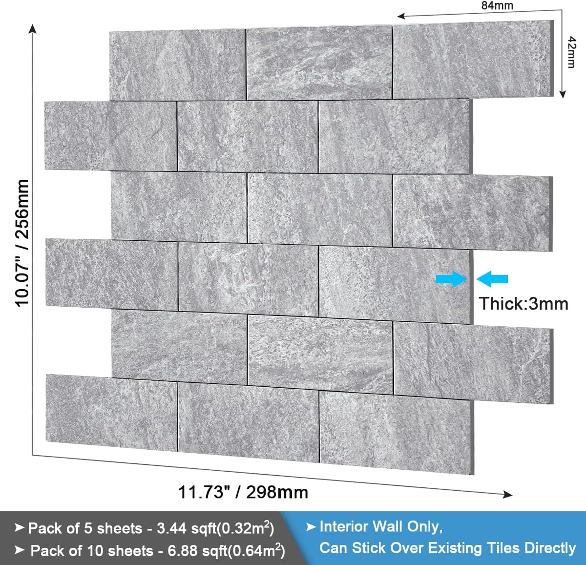BeNice Peel and Stick Backsplash for Kitchen,Bathroom Wall Backsplash Tile Peel and Stick Shower Tiles Waterproof(10sheets,Rustic Beige)