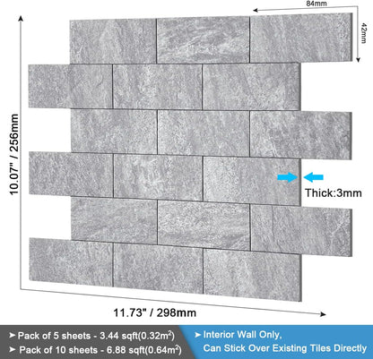 BeNice Peel and Stick Backsplash for Kitchen,Bathroom Wall Backsplash Tile Peel and Stick Shower Tiles Waterproof(10sheets,Rustic Beige)