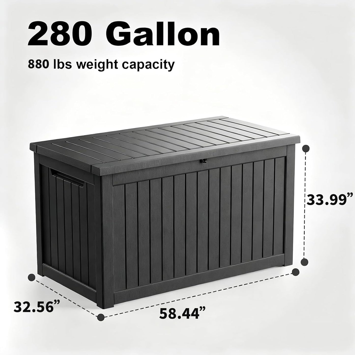 DRATO 180 Gallon Outdoor Storage Box, Large Waterproof Deck Box, Lockable Resin Storage Container with Reinforced Support for Patio Cushions, Garden Tools, UV-Resistant Outdoor Chest（Black，180 Gallon）
