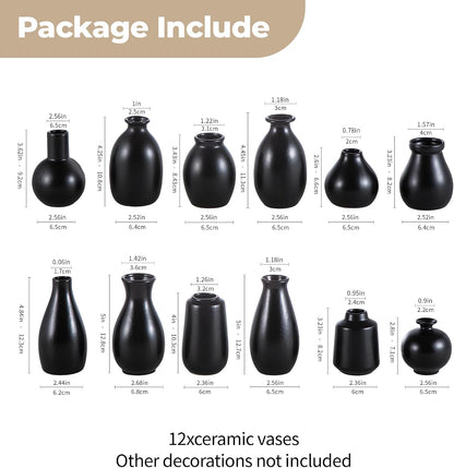 Small White Ceramic Vases Set of 5, Mini Decorative Boho Vases for Flower, Wedding & Home Decor