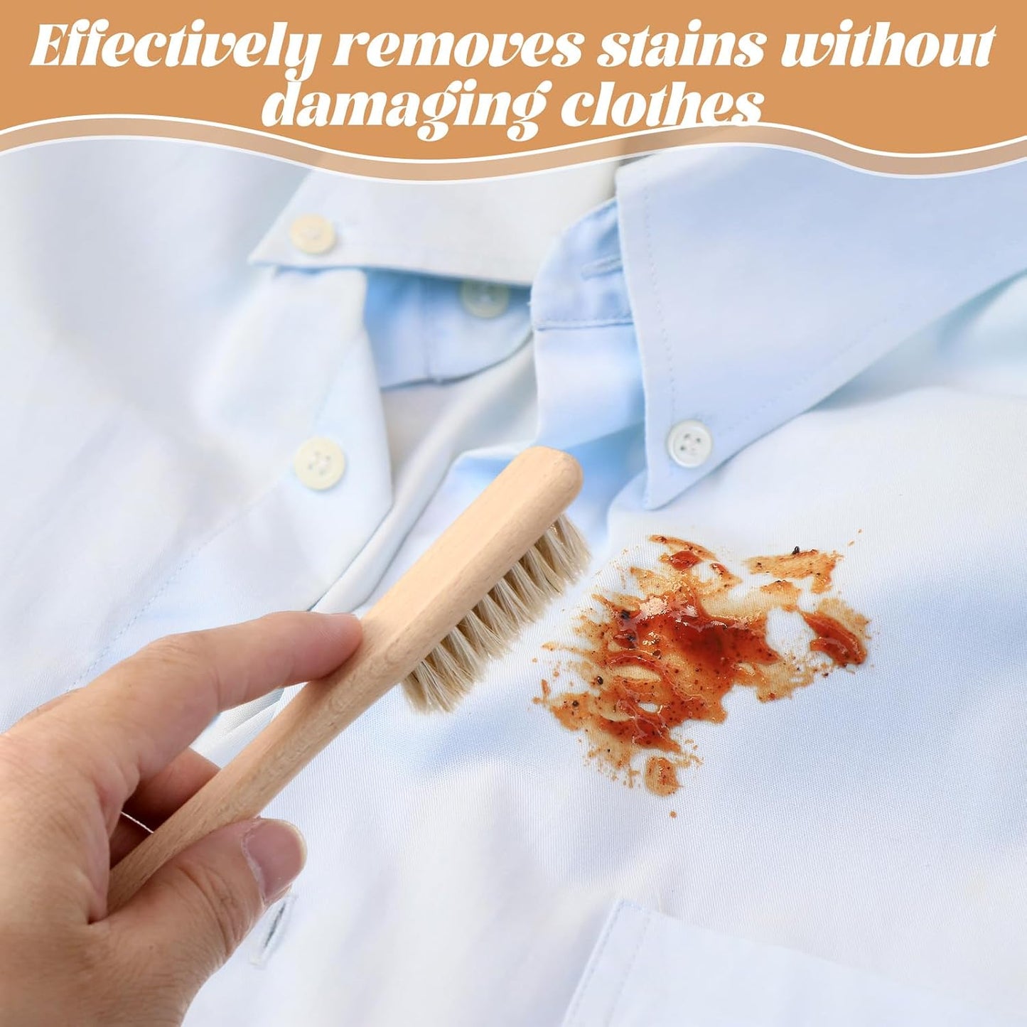 4 Pcs Wood Laundry Stain Brush Set Stain Remover Brushes with Bristles Laundry Accessories Small Cleaning Brush Set for Clothes Furniture Leather