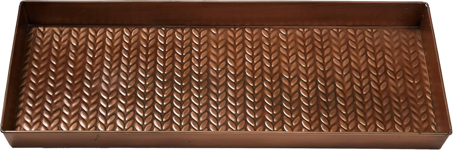 HF by LT Birch Forest Pattern Metal Boot Storage Tray, 30 x 13 inches, Antique Copper Finish