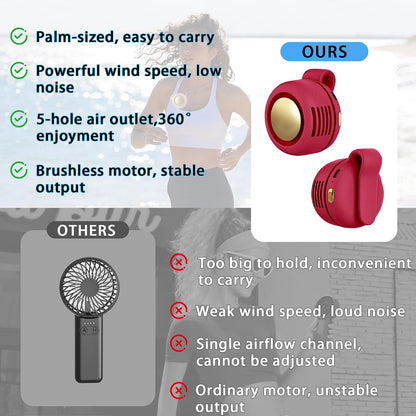 Portable Clip-On Fan, Mini USB Rechargeable 360° Rotatable Fan, Personal Fan 3-Speed Silent Mini Bladeless Fans