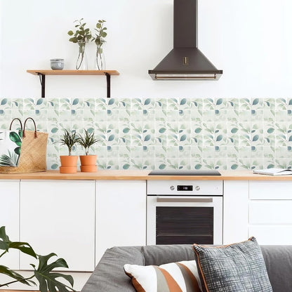 Peel & Stick Tile Stickers Waterproof Self-Adhesive Backsplash Stickers for Kitchen Bathroom Decor 10 Pack 11.8''x11.8'' (Light Green)
