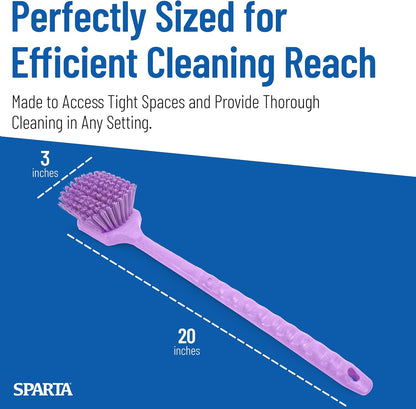 SPARTA 20" Floater Scrub Brush with Long Handle, Oil-Resistant Polyester Bristles, Multiple Trim Angles, Foam-Injected Polymer Block, Commercial Cleaning Tool, Orange