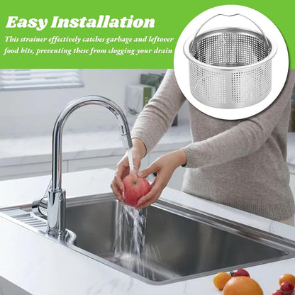2 Pack Sink Strainer Basket, Stainless Steel Sink Drain with Handle Kitchen Drain Basket 3in Outer Diameter Kitchen Utensils for Restaurant Home