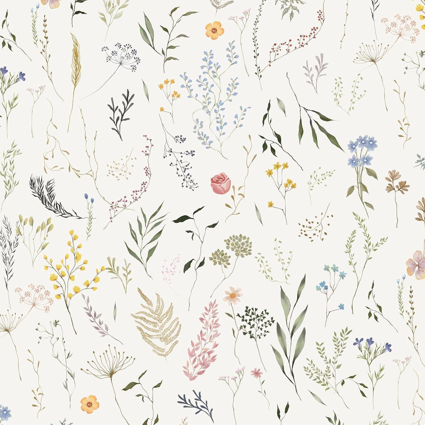 Dimoon 17.3''x78.7'' Vintage Peel and Stick Wallpaper Boho Beige Neutral Contact Paper White Floral Bird Wallpaper Removable Botanical Renter Friendly Modern Wall Paper Bedroom Bathroom Vinyl Roll
