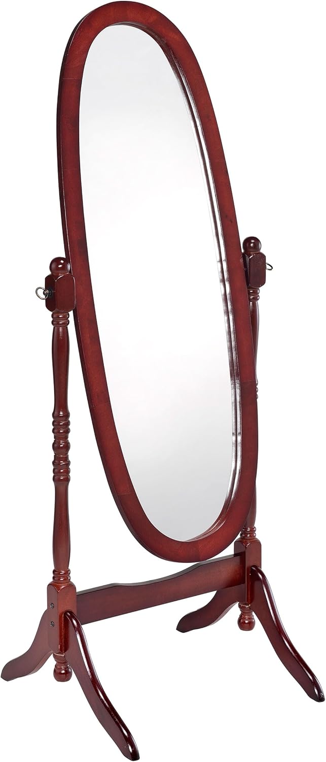 Coaster Home Furnishings - Foyet - Wood - Cheval Standing Mirror with Swivel Base, Adjustable Viewing Angles and Turned Posts - Bedroom, Entryway & Dressing Area - Merlot - 3101