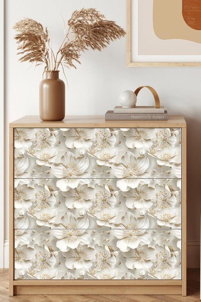 Floral Peel and Stick Wallpaper 3D Effect Interior Wall Décor Contact Paper Self Adhesive Removable Renter Friendly for Bedroom Living Cabinet Room 17.7in x 9.8ft (Not Textured Wallpaper